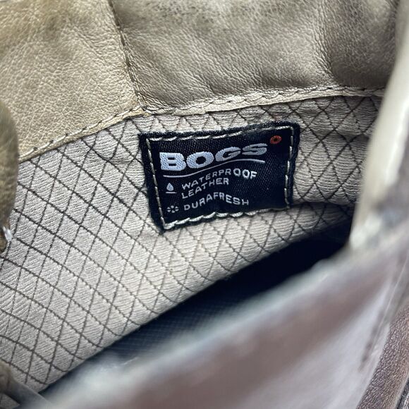 BOGS Johnny 5 Eye Ankle Boots Mens 8.5 Brown Leather Waterproof Slip Resistant - Picture 12 of 16